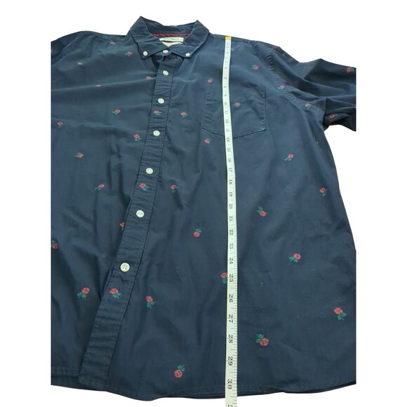Goodthreads Mens Long Sleeve Button Up Shirt Blue Red Flowers XXL - Picture 6 of 9